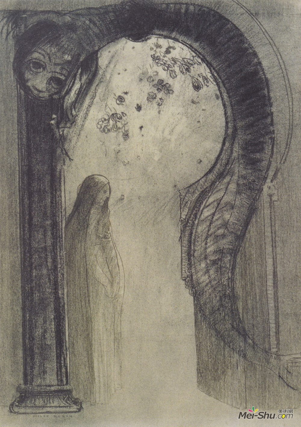 奥迪隆·雷东(Odilon Redon)高清作品《女人与蛇》