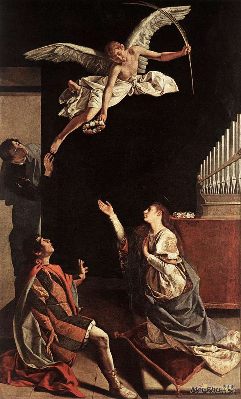 奥拉齐奥·真蒂莱斯基(Orazio Gentileschi)高清作品《Saints Cecilia, Valerianus and Tiburtius》