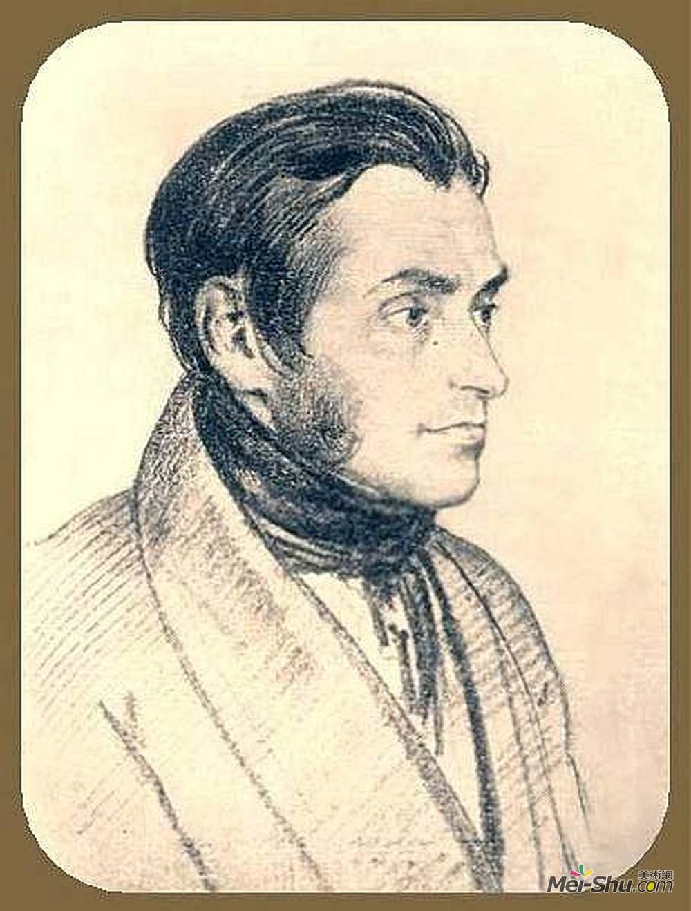 吉普林斯基(Orest Kiprensky)高清作品《亚当·密茨凯维奇画像》