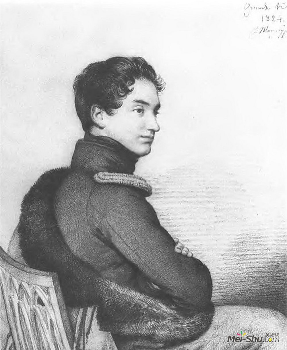 吉普林斯基(Orest Kiprensky)高清作品《Portrait of Count Sergei Petrovich Buturlin》