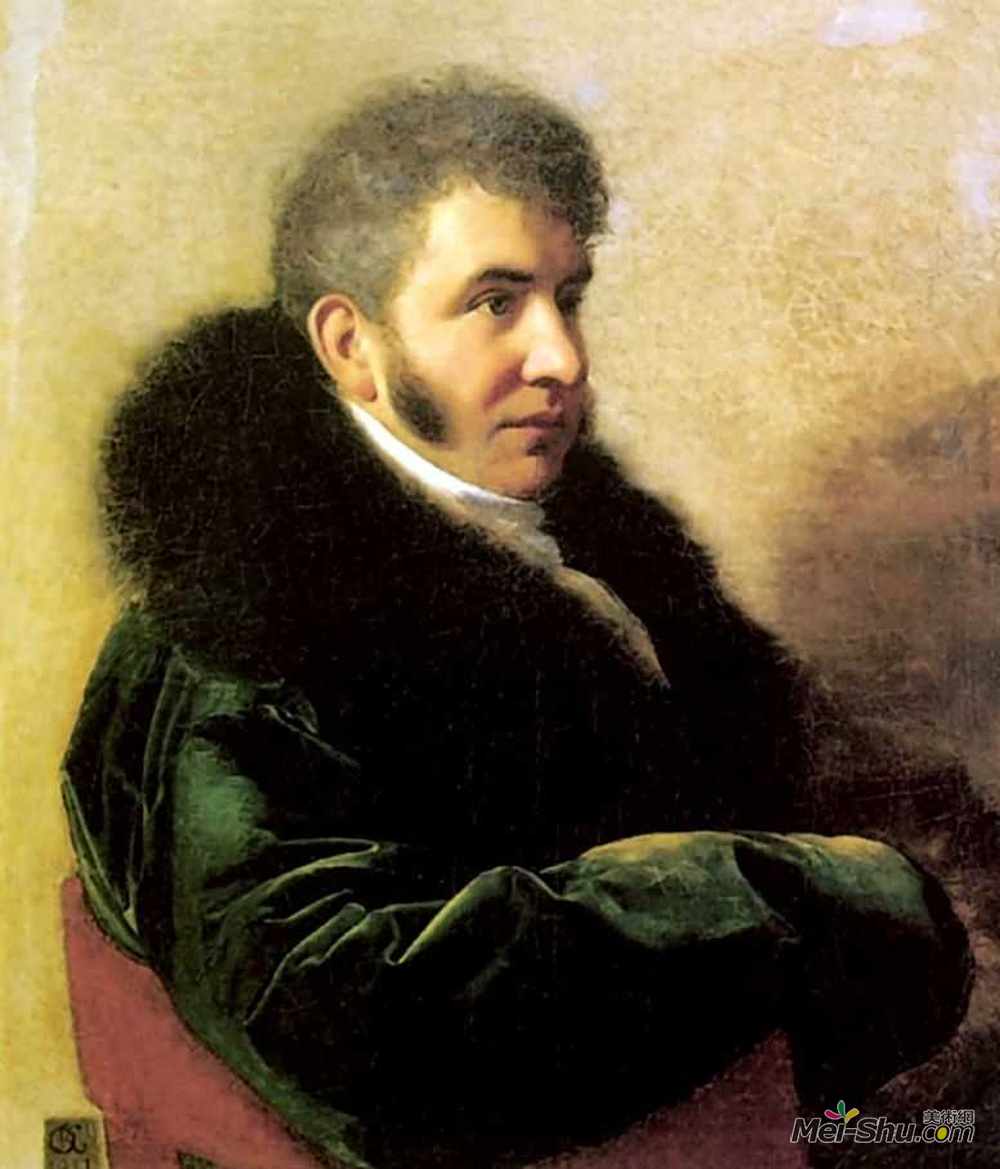 吉普林斯基(Orest Kiprensky)高清作品《Portrait of Ivan Alexeevich Gagarin》