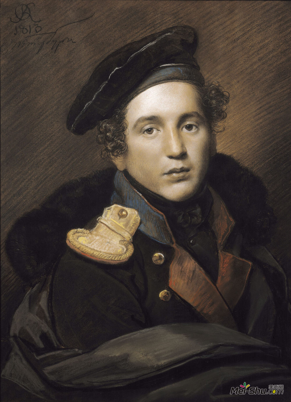 吉普林斯基(Orest Kiprensky)高清作品《Portrait of Pyotr Olenin》