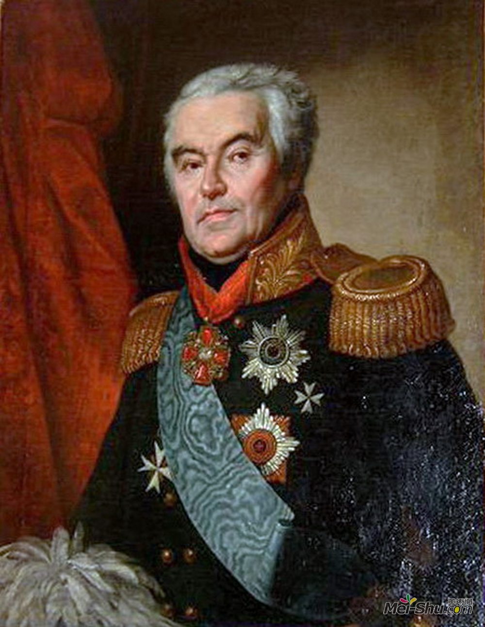 吉普林斯基(Orest Kiprensky)高清作品《Portrait of Sergey Vyazmitinov》
