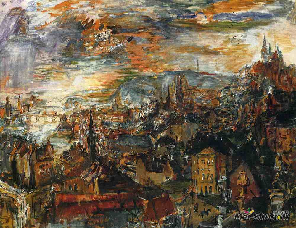 奥斯卡·科柯施卡(Oskar Kokoschka)高清作品《布拉格观》