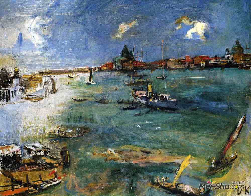 奥斯卡·科柯施卡(Oskar Kokoschka)高清作品《Venice - Boats on the Dogana》