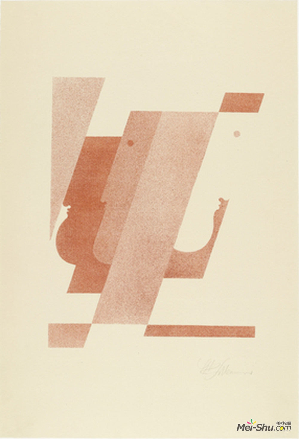 奥斯卡· 施莱默(Oskar Schlemmer)高清作品《Three Vertical Profiles, One Pointing to the Right (Drei Pro》