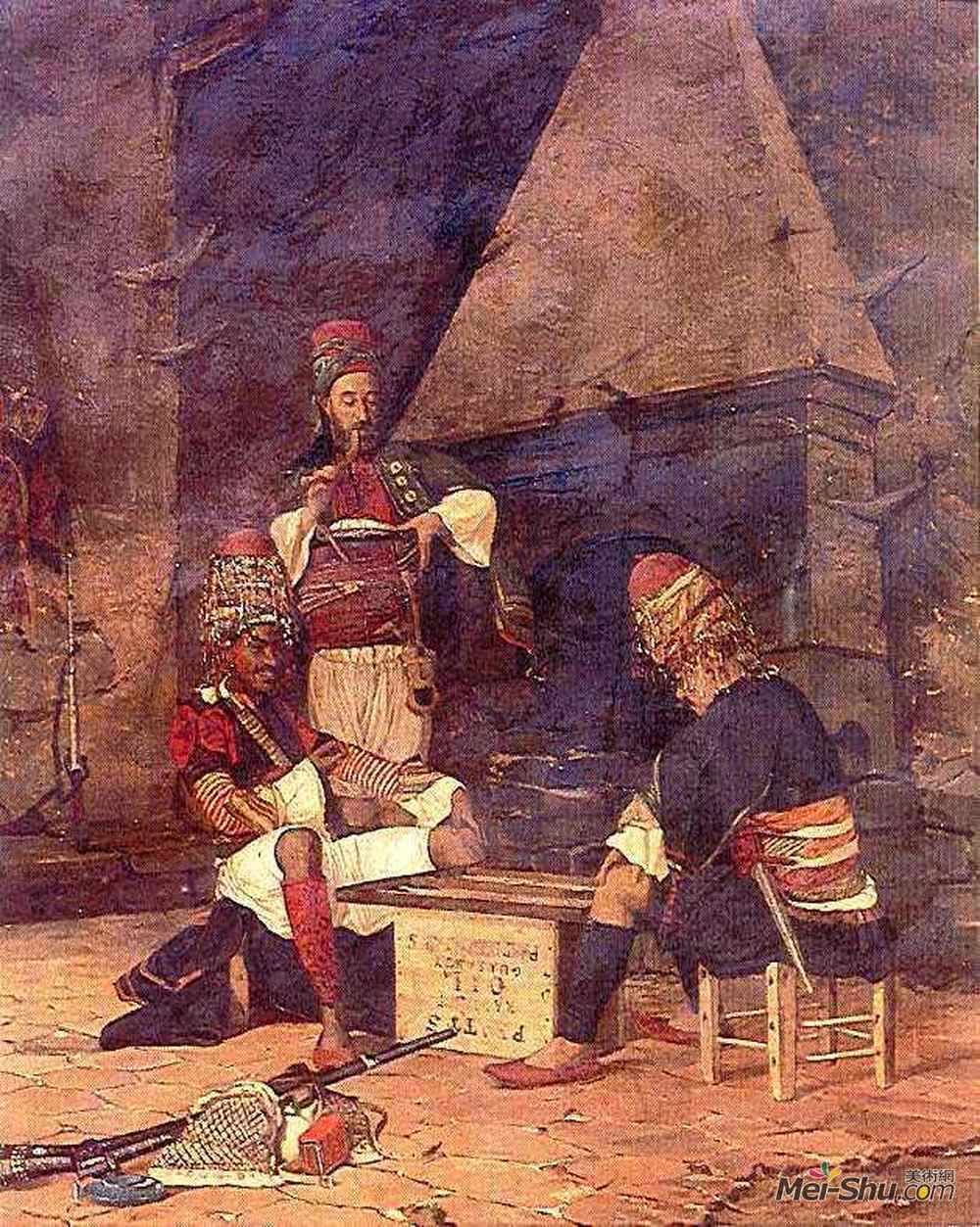 奥斯曼哈姆迪贝(Osman Hamdi)高清作品《塔维拉打球》