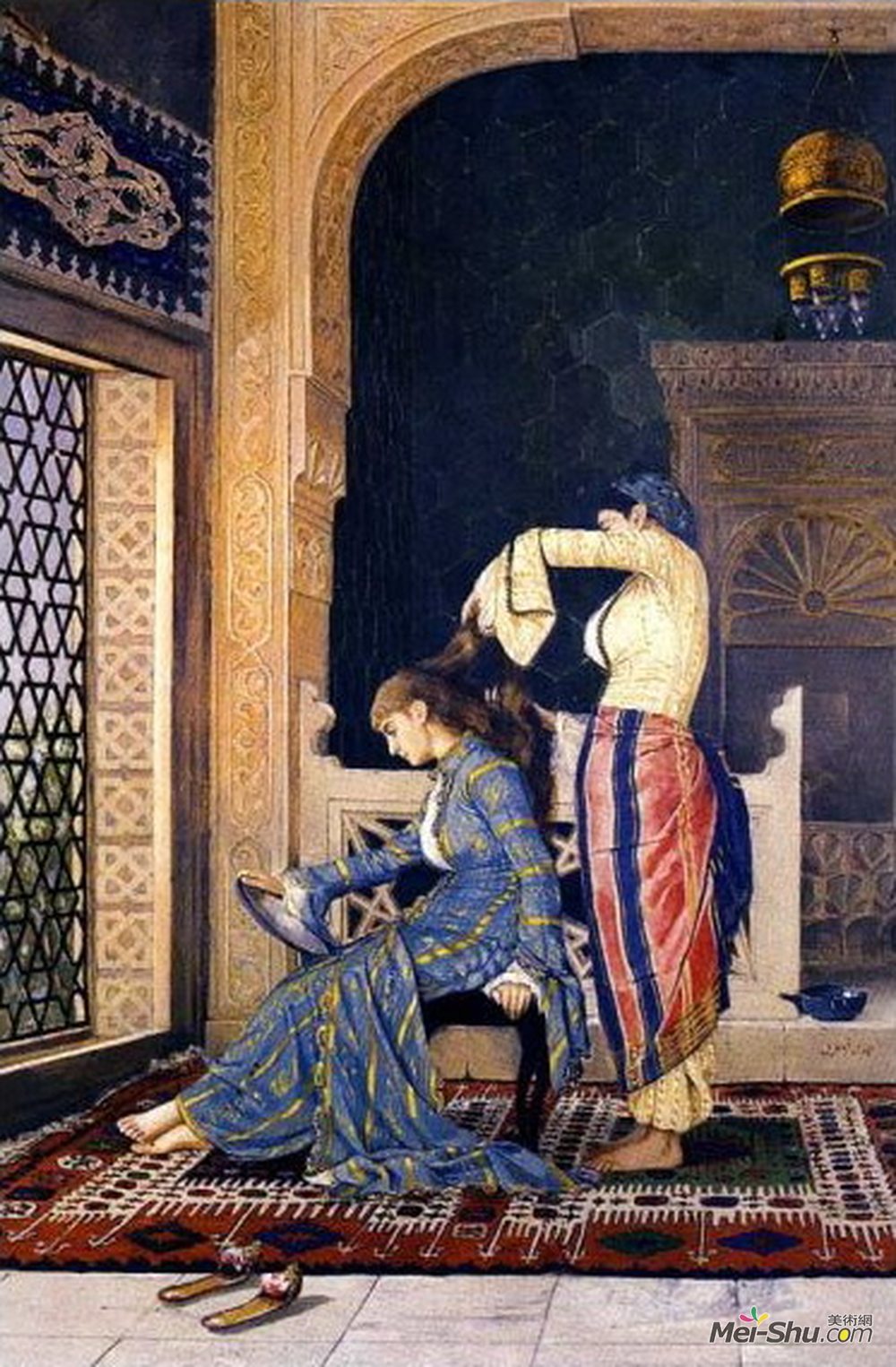 奥斯曼哈姆迪贝(Osman Hamdi)高清作品《梳头的女士》