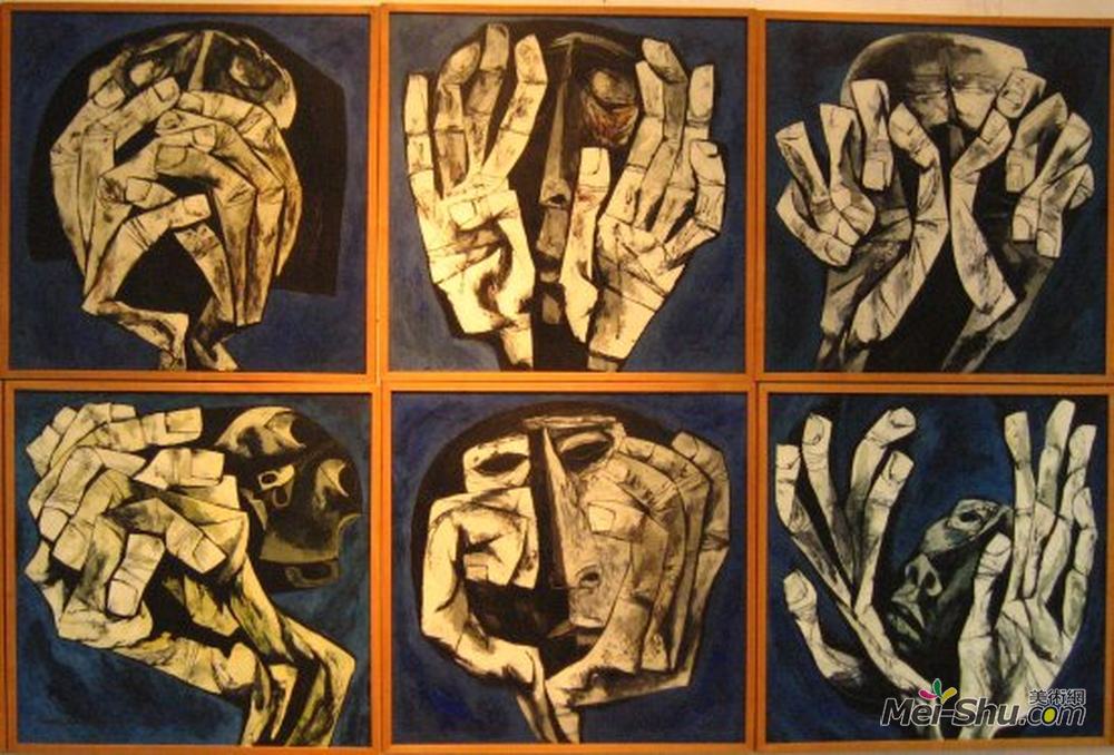 奥斯瓦尔多加亚沙明(Oswaldo Guayasamin)高清作品《壁画》