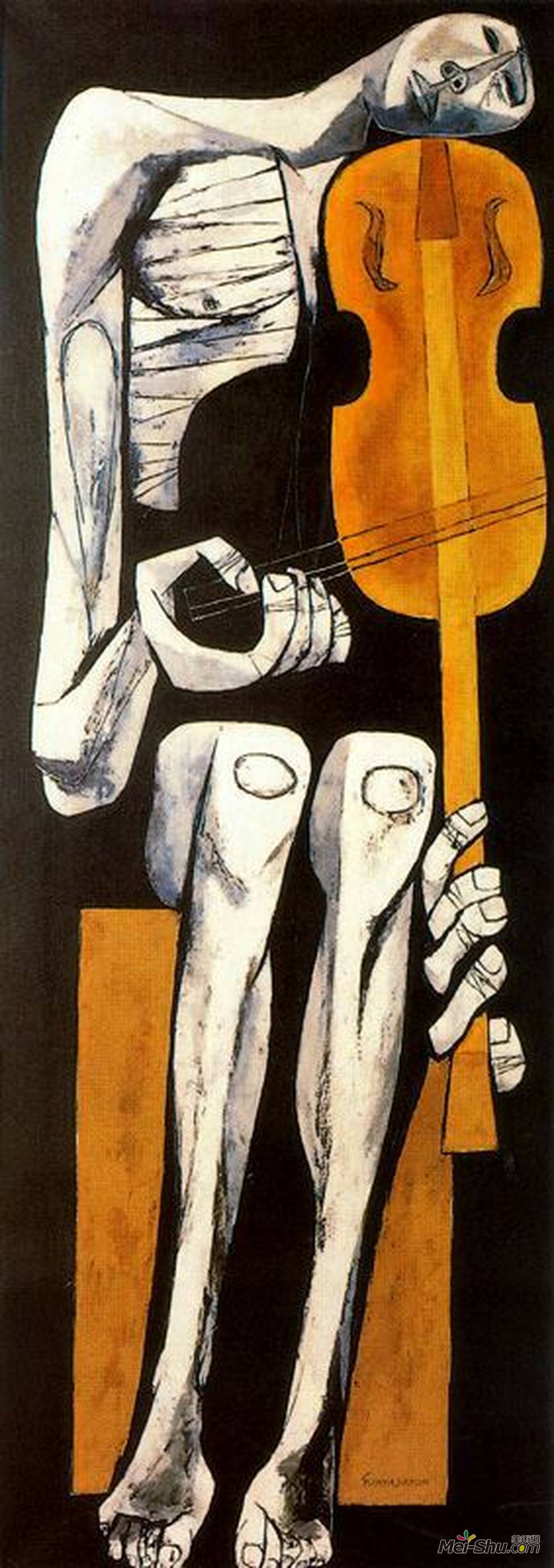 奥斯瓦尔多加亚沙明(Oswaldo Guayasamin)高清作品《小提琴手》