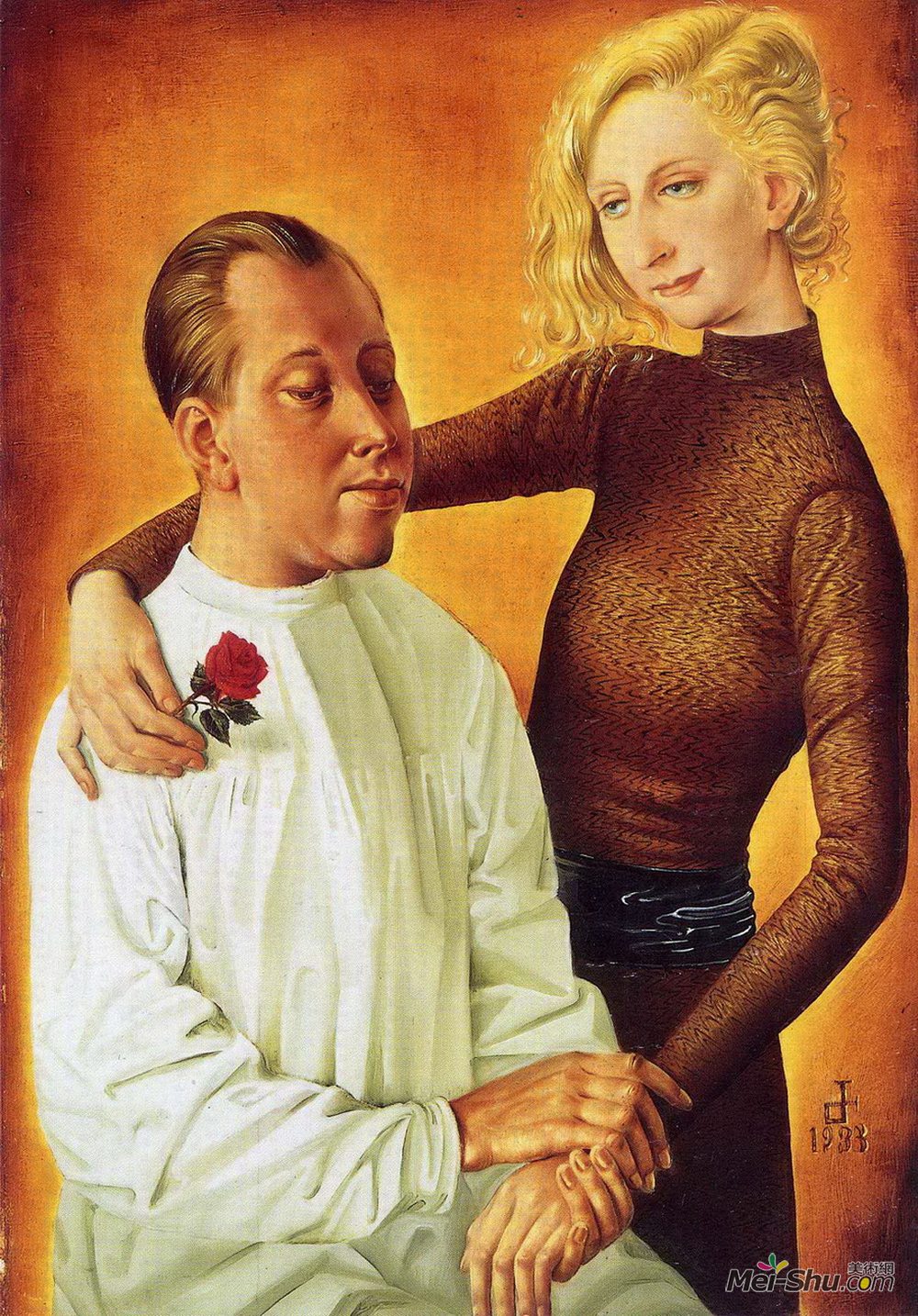 奥托·迪克斯(Otto Dix)高清作品《画家Hans Theo Richter和他的妻子Gisel的肖像》