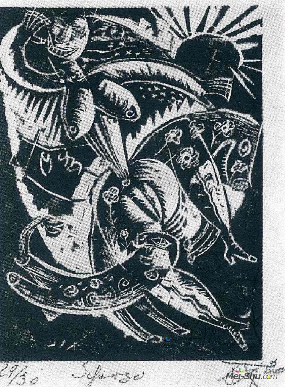 奥托·迪克斯(Otto Dix)高清作品《Scherzo from the portfolio Nine Woodcuts》