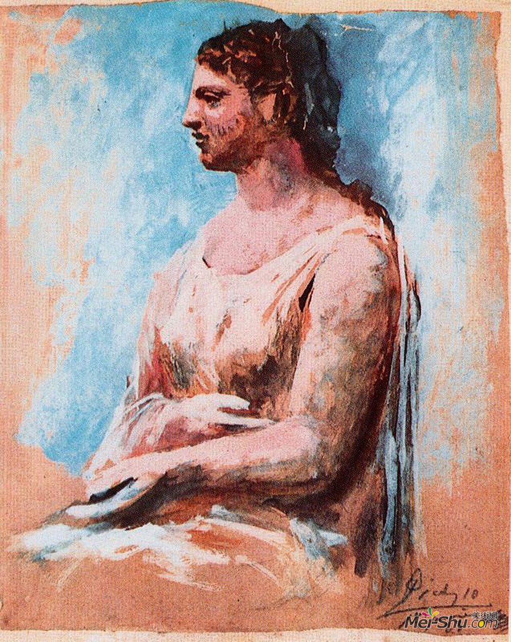 巴勃罗·毕加索(Pablo Picasso)高清作品《坐着的女人》