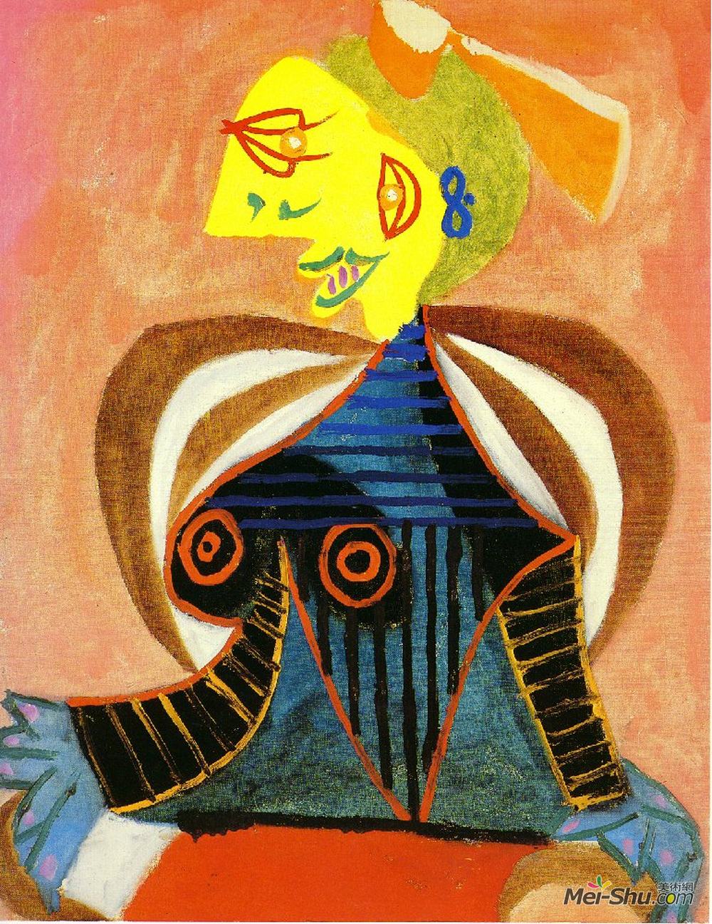 巴勃罗·毕加索(Pablo Picasso)高清作品《Portrait of Lee Miller as Arlesienne》