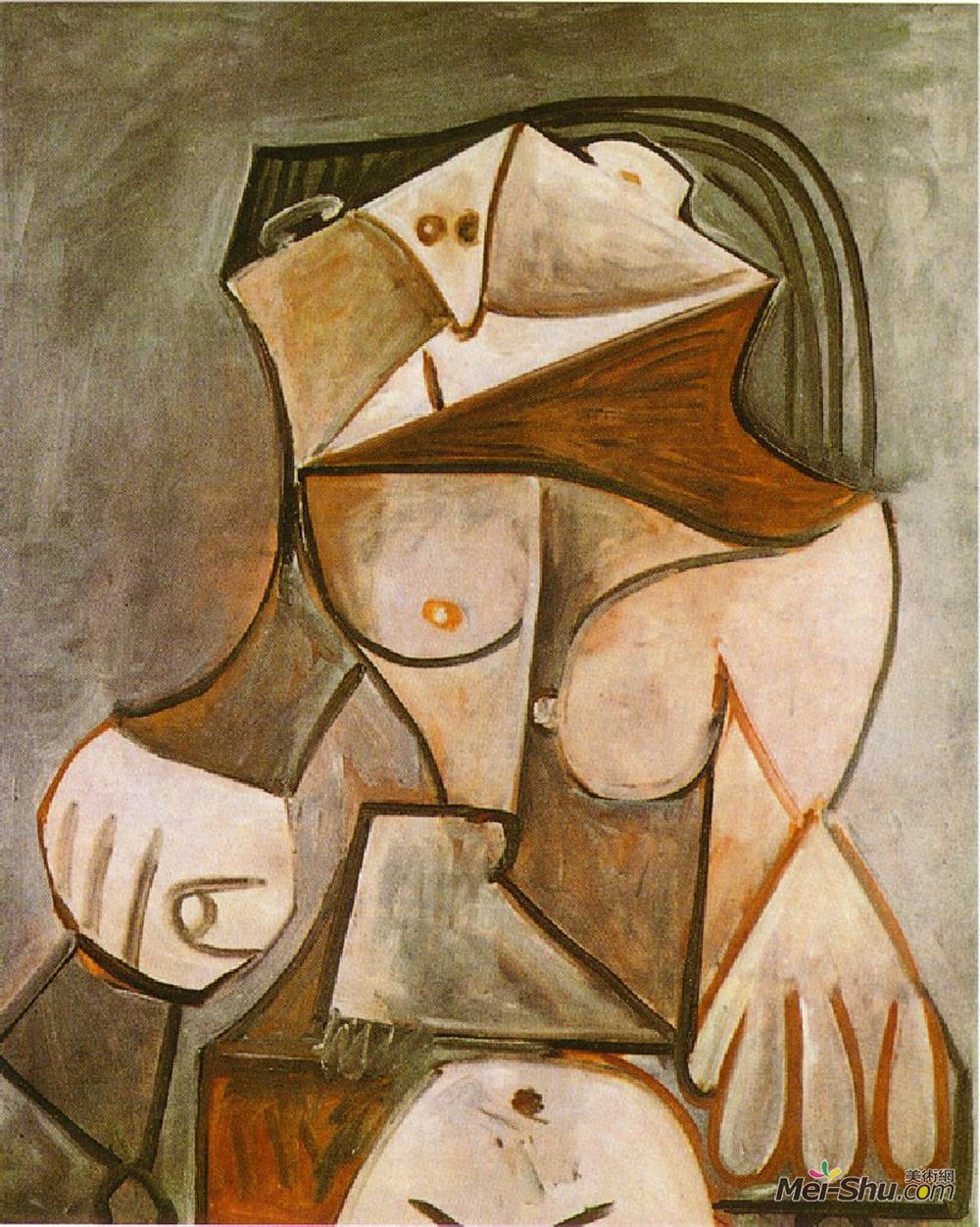 巴勃罗·毕加索(Pablo Picasso)高清作品《蹲伏的女性裸体》