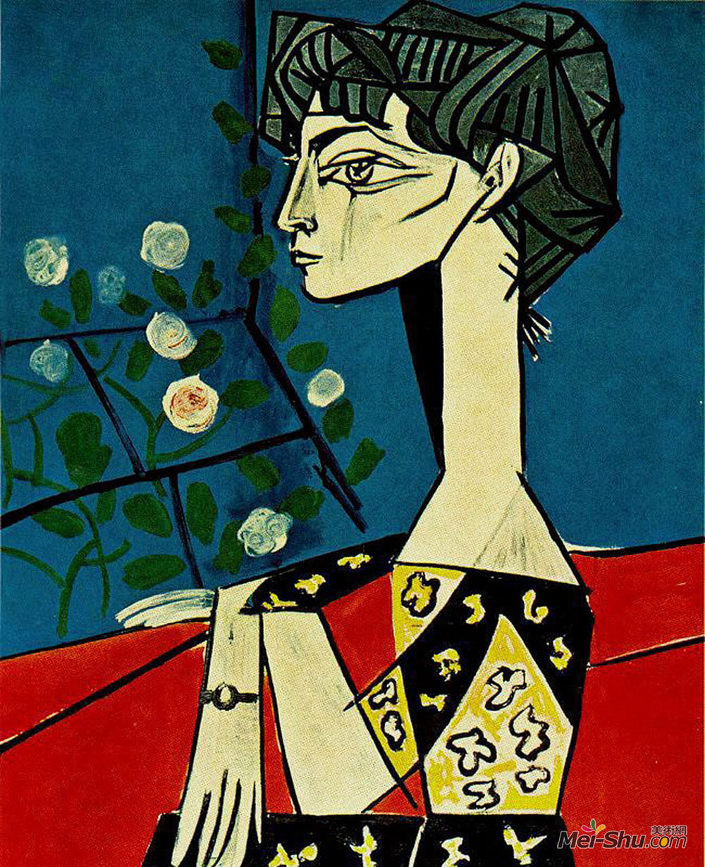 巴勃罗·毕加索(Pablo Picasso)高清作品《杰奎琳带花》
