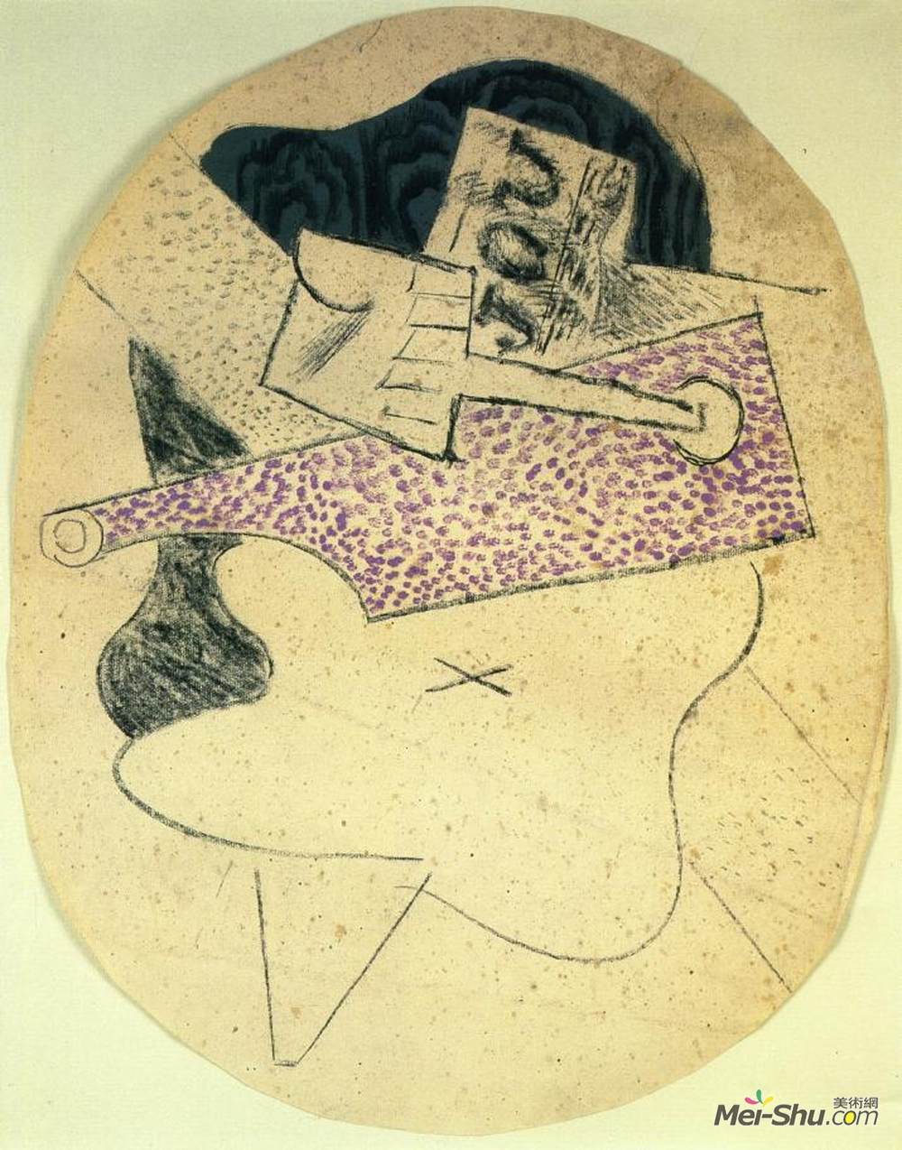 巴勃罗·毕加索(Pablo Picasso)高清作品《吉他的静物》
