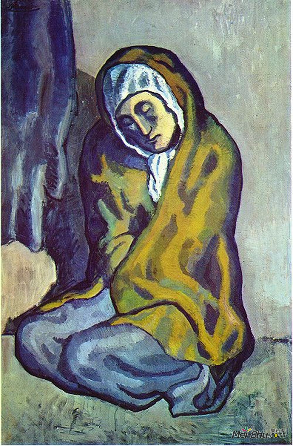 巴勃罗·毕加索(Pablo Picasso)高清作品《蹲伏乞丐》