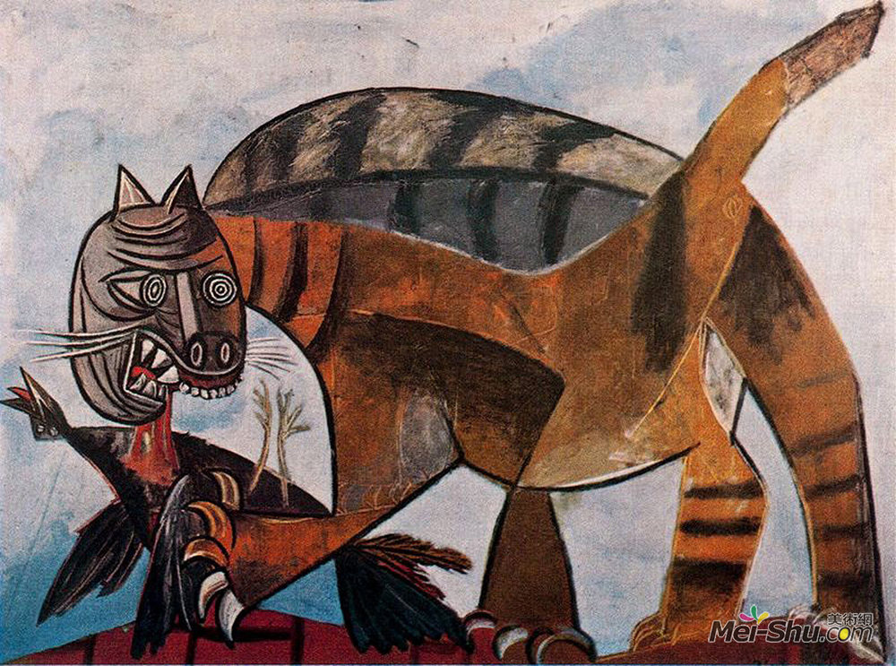 巴勃罗·毕加索(Pablo Picasso)高清作品《猫吃鸟》