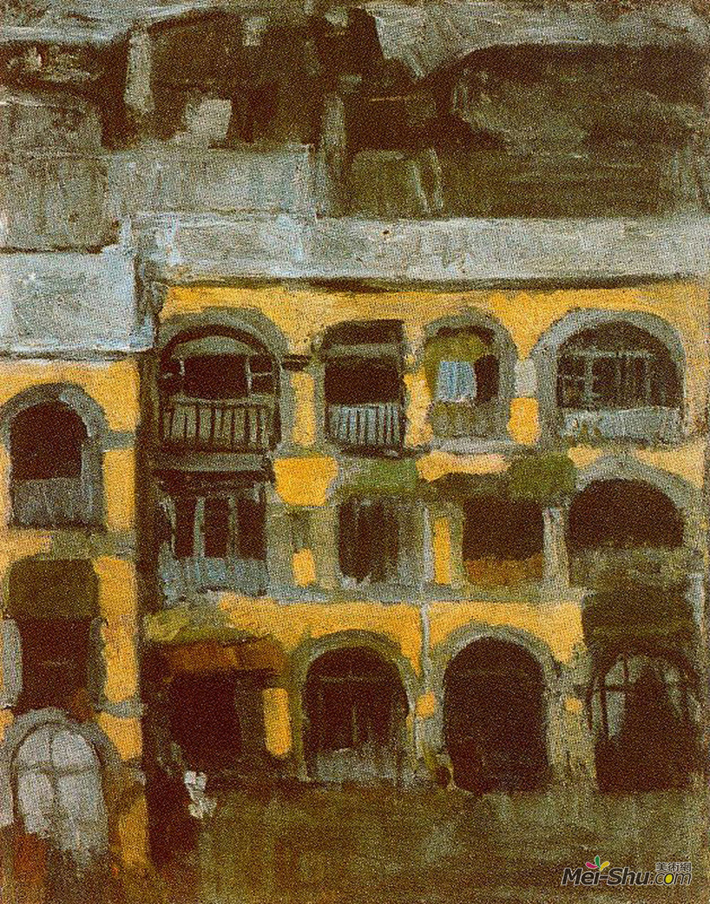 巴勃罗·毕加索(Pablo Picasso)高清作品《蓝色的房子》