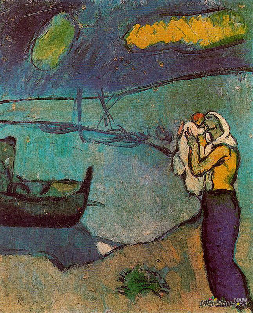 巴勃罗·毕加索(Pablo Picasso)高清作品《岸上母子》