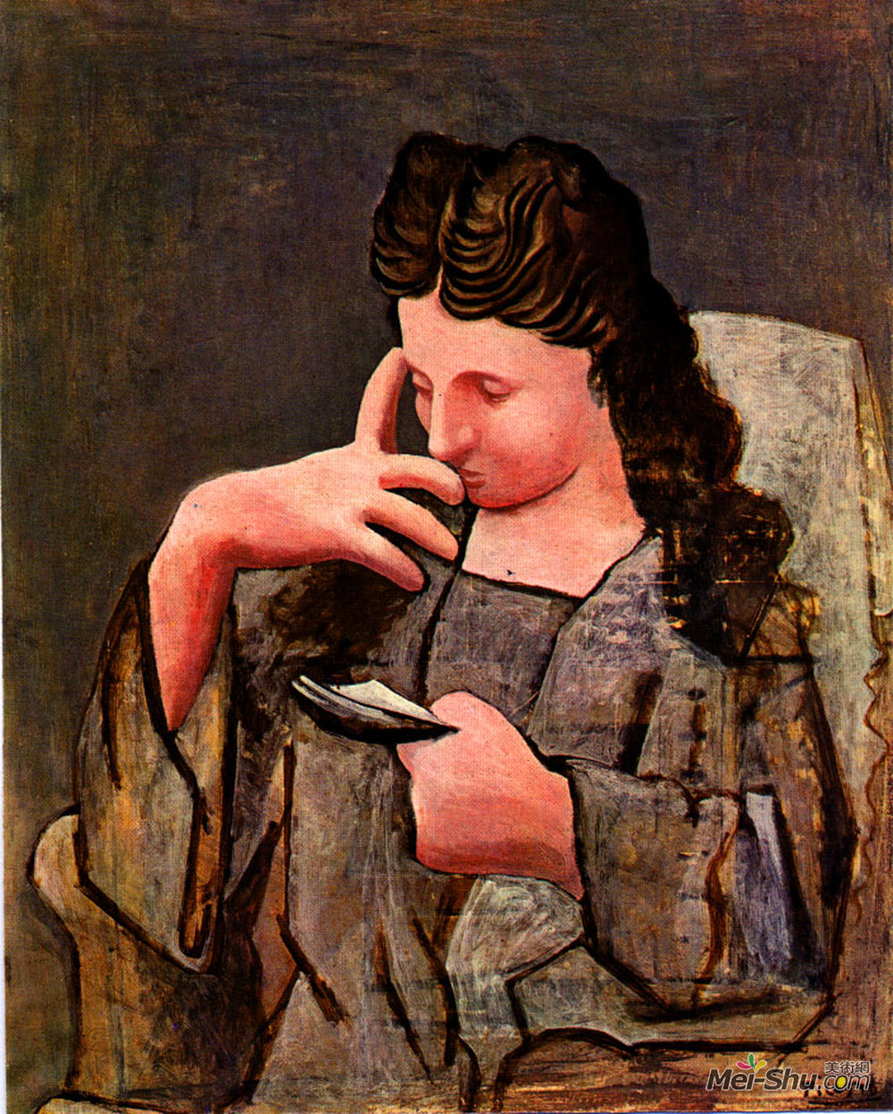 巴勃罗·毕加索(Pablo Picasso)高清作品《坐着的女人（奥尔加）》