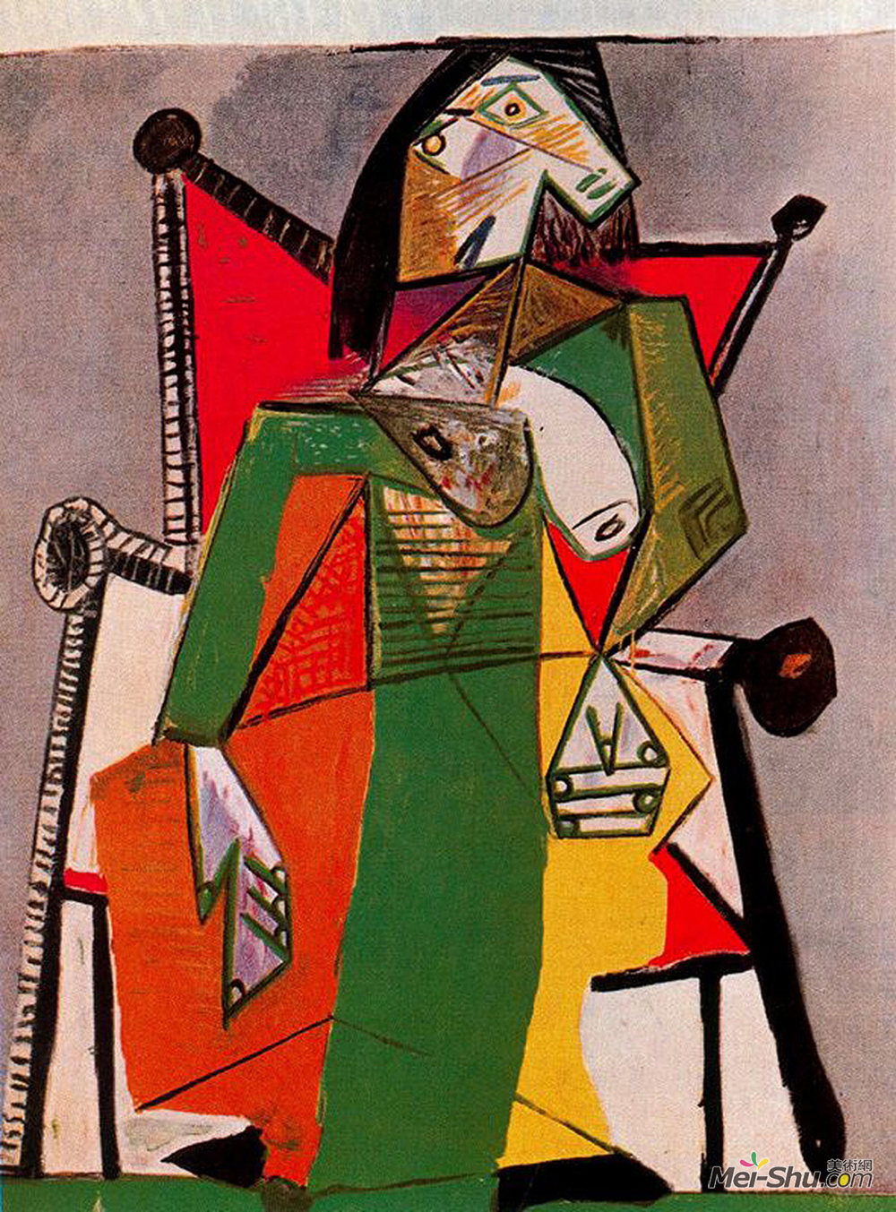 巴勃罗·毕加索(Pablo Picasso)高清作品《坐在扶手椅上的女人》