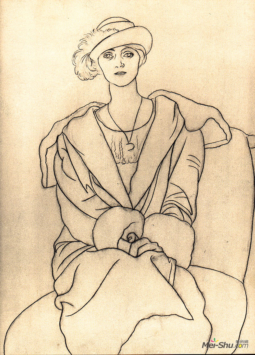 巴勃罗·毕加索(Pablo Picasso)高清作品《戴着帽子的奥尔加》