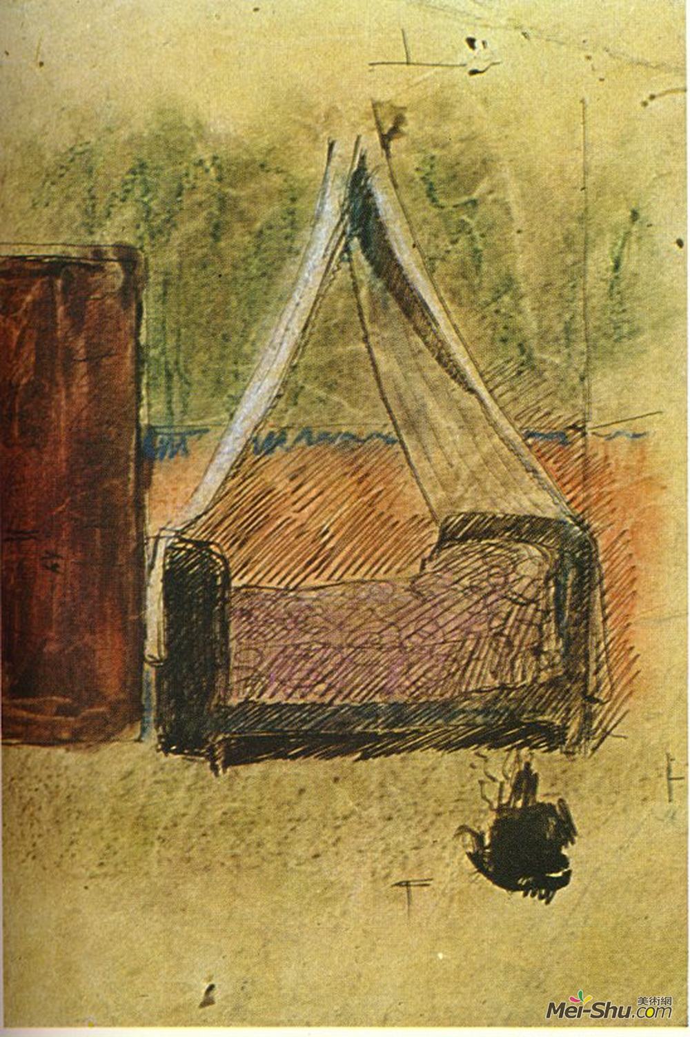 巴勃罗·毕加索(Pablo Picasso)高清作品《蚊帐床》