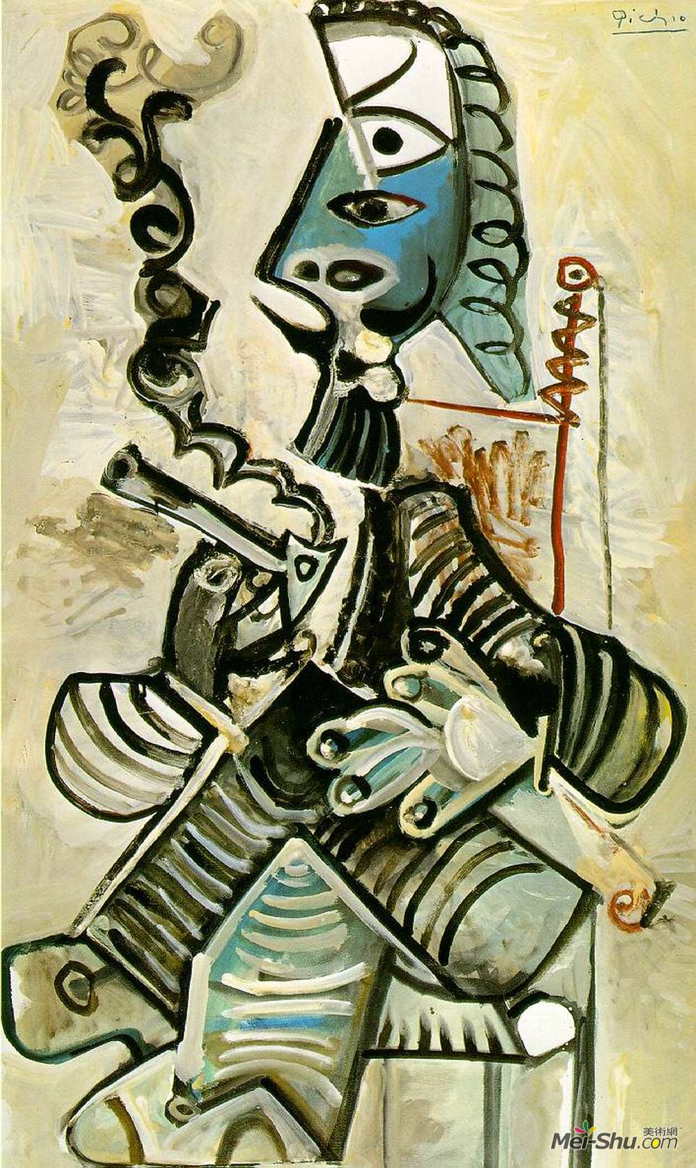 巴勃罗·毕加索(Pablo Picasso)高清作品《带管的人》
