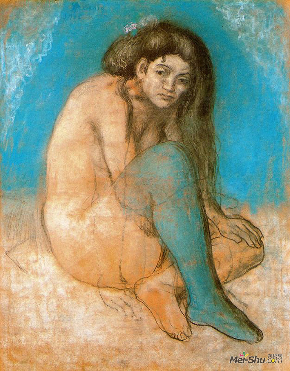 巴勃罗·毕加索(Pablo Picasso)高清作品《坐着的女性裸体》