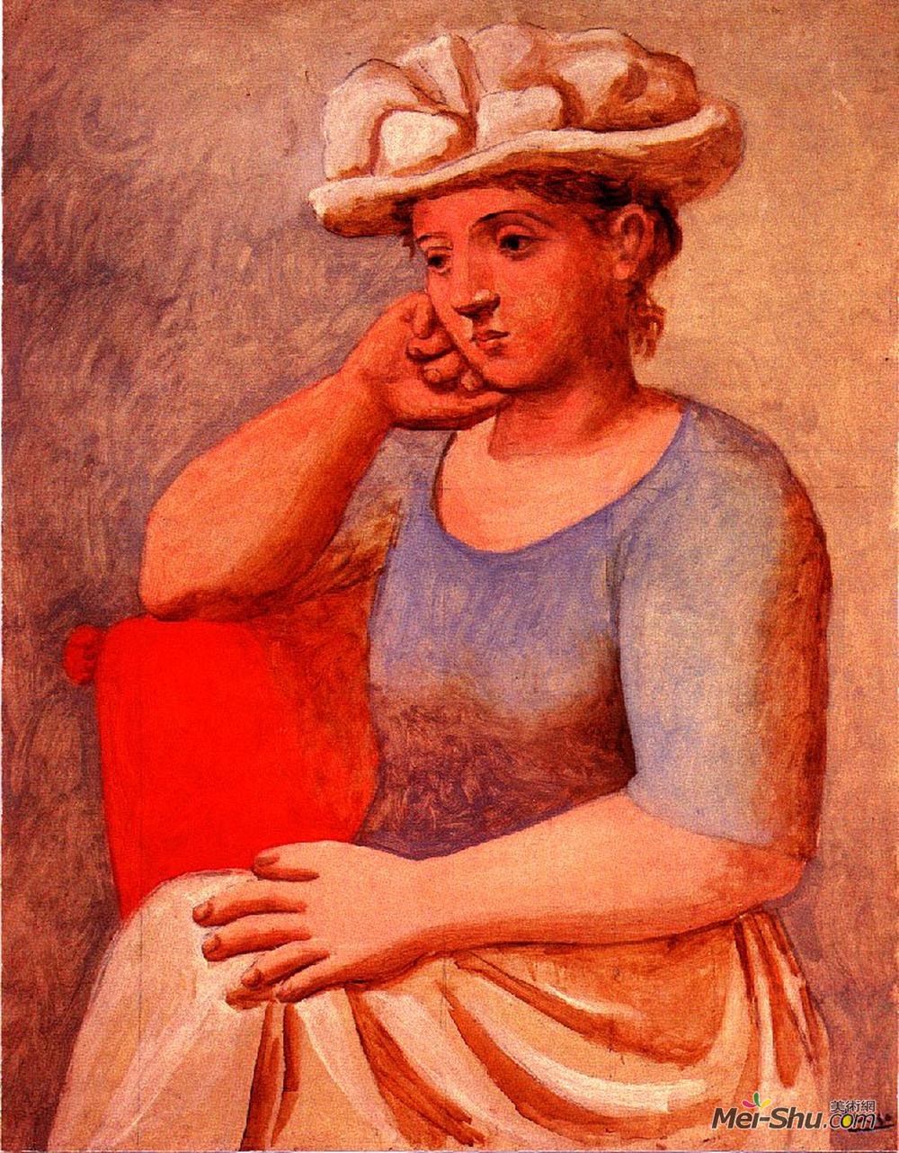 巴勃罗·毕加索(Pablo Picasso)高清作品《学习与帽子的女人》