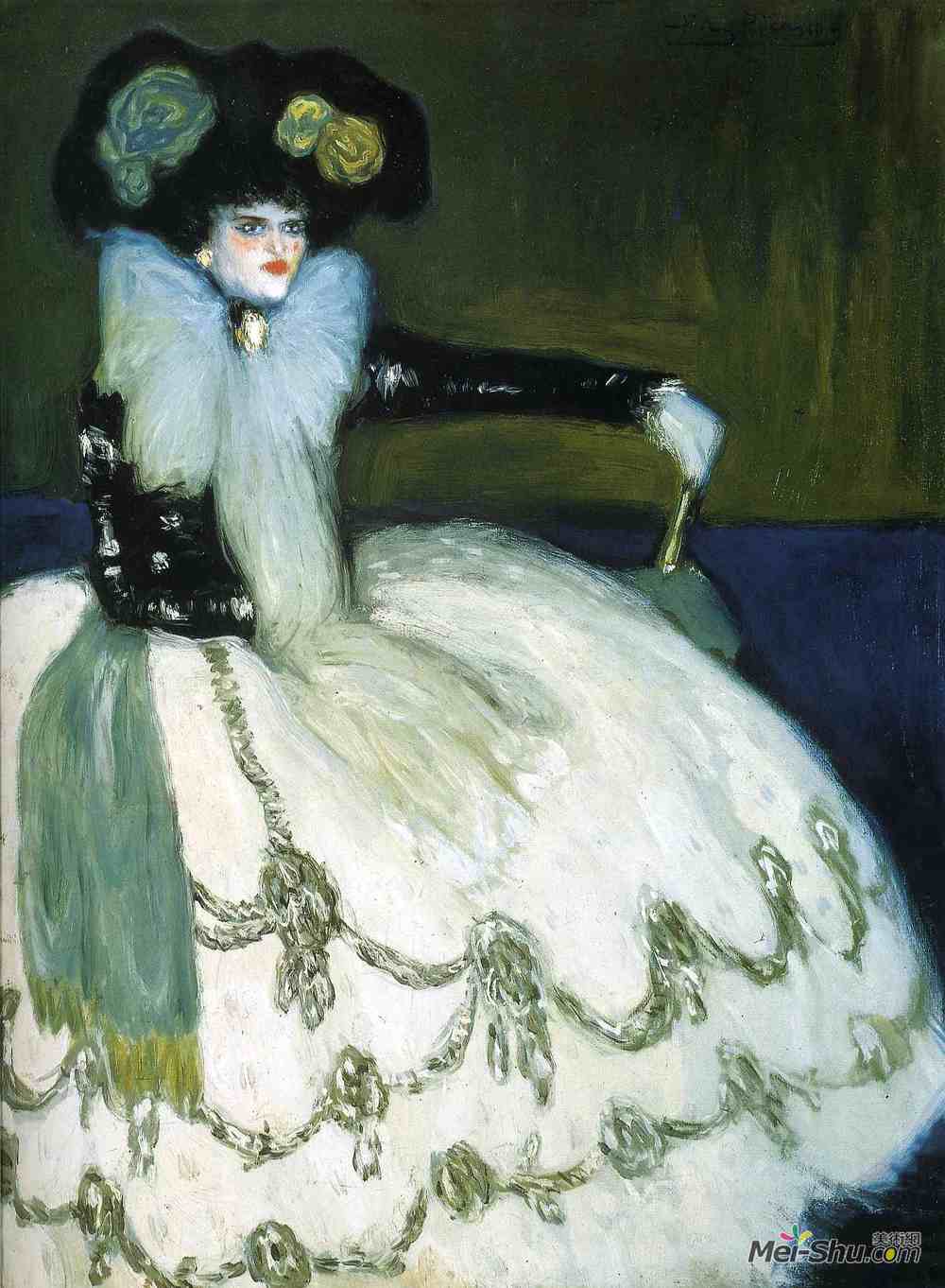 巴勃罗·毕加索(Pablo Picasso)高清作品《穿蓝色衣服的女人》