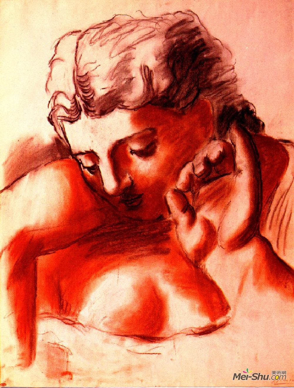 巴勃罗·毕加索(Pablo Picasso)高清作品《喷泉中的三个女人（研究）》