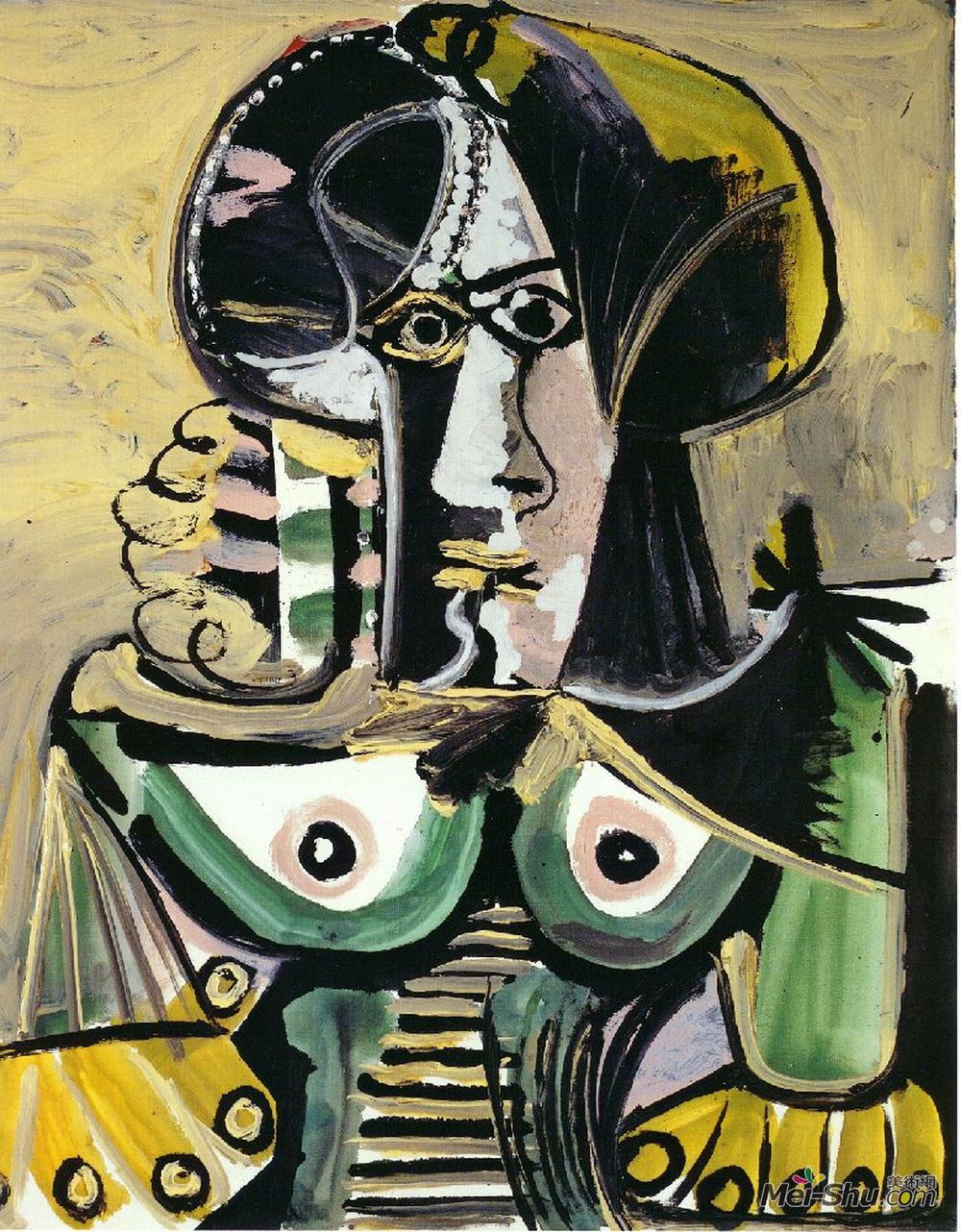 巴勃罗·毕加索(Pablo Picasso)高清作品《妇女半身像》