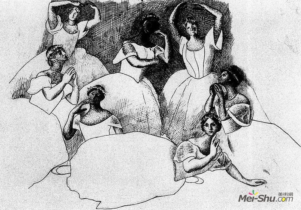 巴勃罗·毕加索(Pablo Picasso)高清作品《七芭蕾舞女》