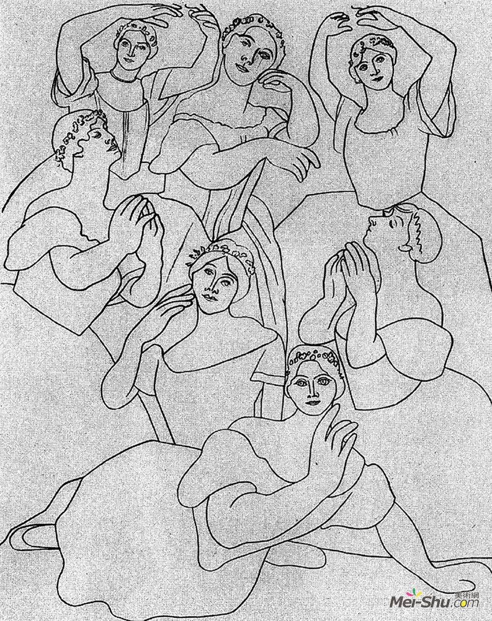 巴勃罗·毕加索(Pablo Picasso)高清作品《七芭蕾舞女》