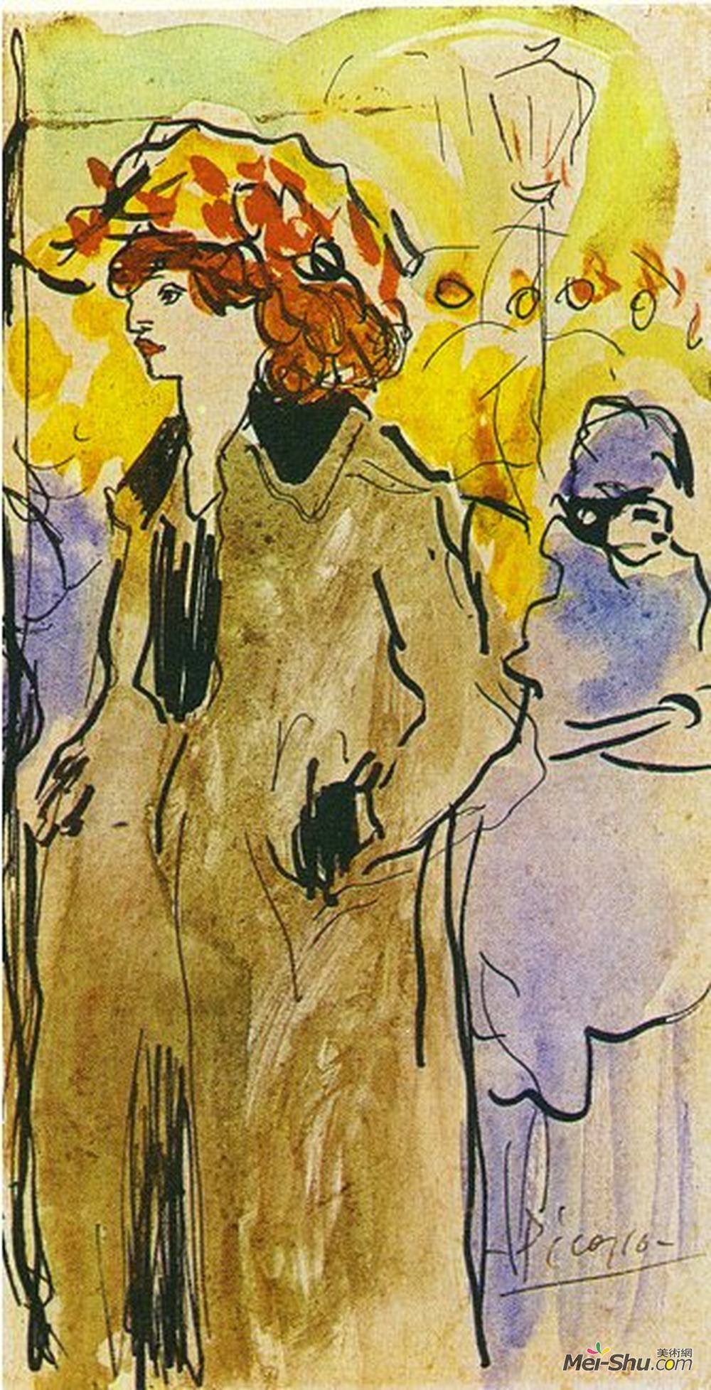 巴勃罗·毕加索(Pablo Picasso)高清作品《街上的女人》