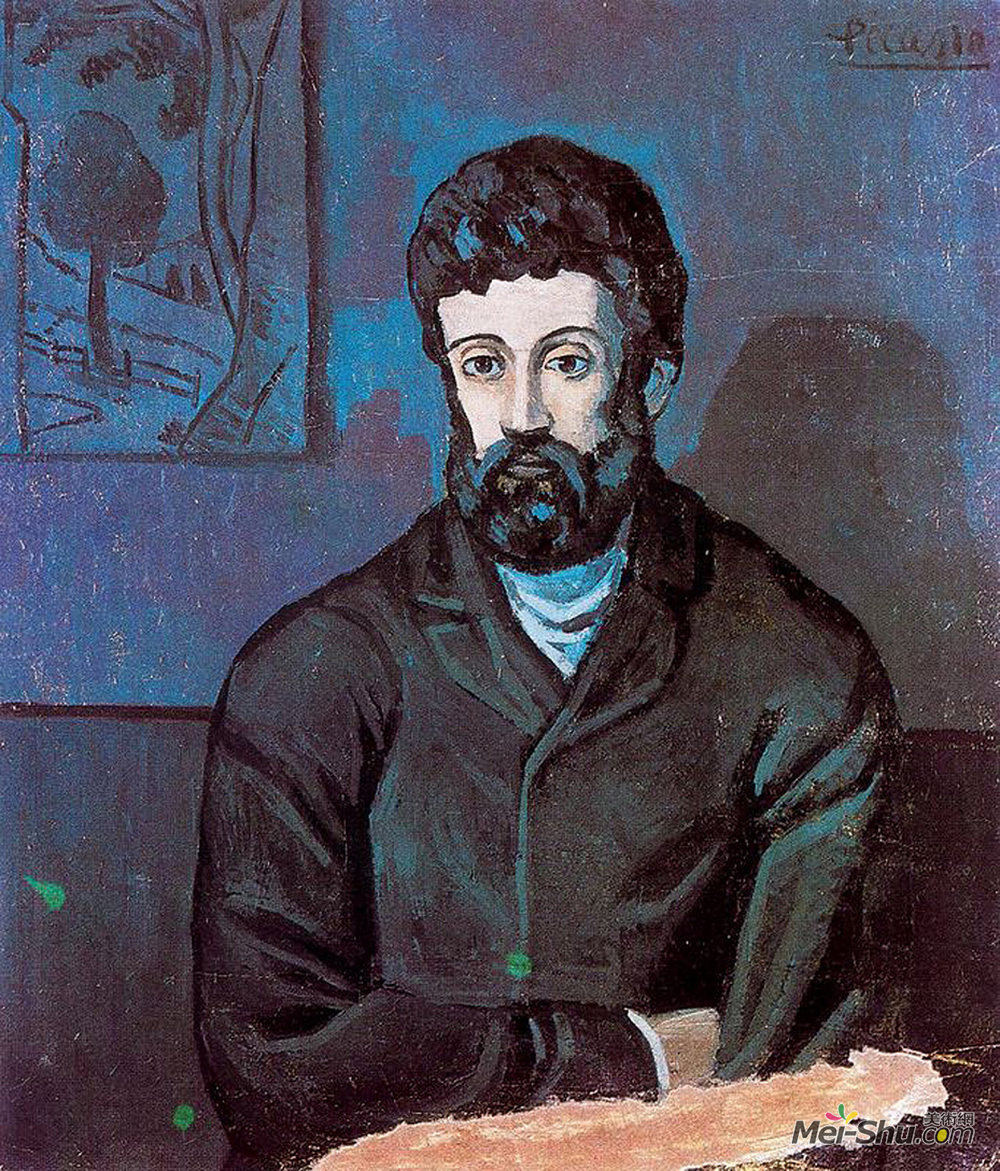 巴勃罗·毕加索(Pablo Picasso)高清作品《穿蓝色衣服的人》
