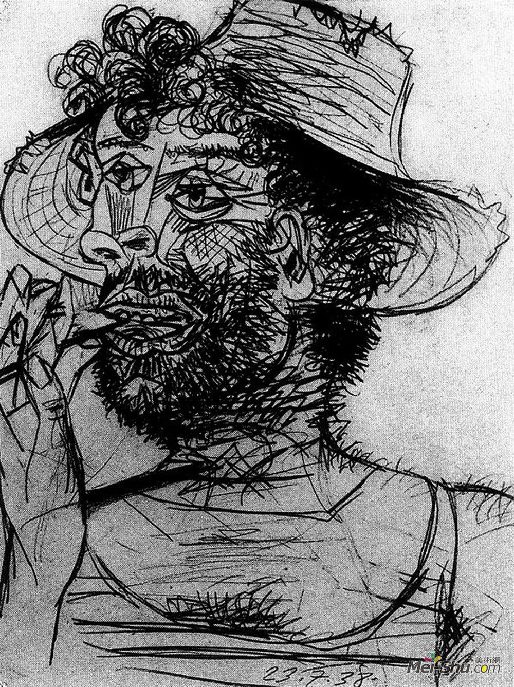 巴勃罗·毕加索(Pablo Picasso)高清作品《带冰淇淋蛋卷的男人》