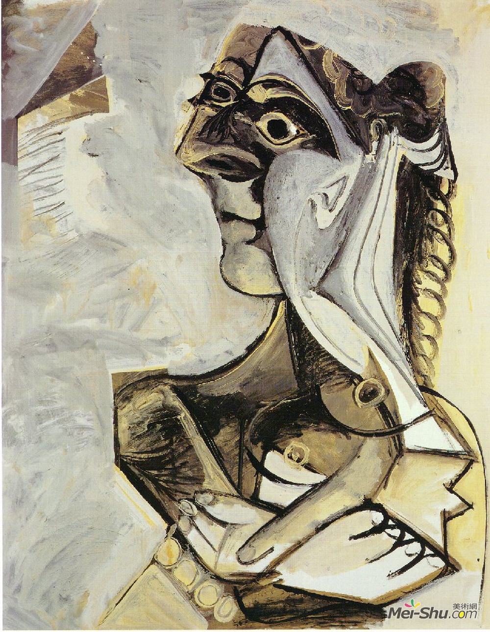 巴勃罗·毕加索(Pablo Picasso)高清作品《带辫子的女人》