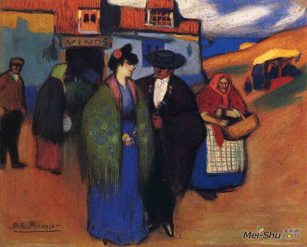 巴勃罗·毕加索(Pablo Picasso)高清作品《客栈前的西班牙夫妇》