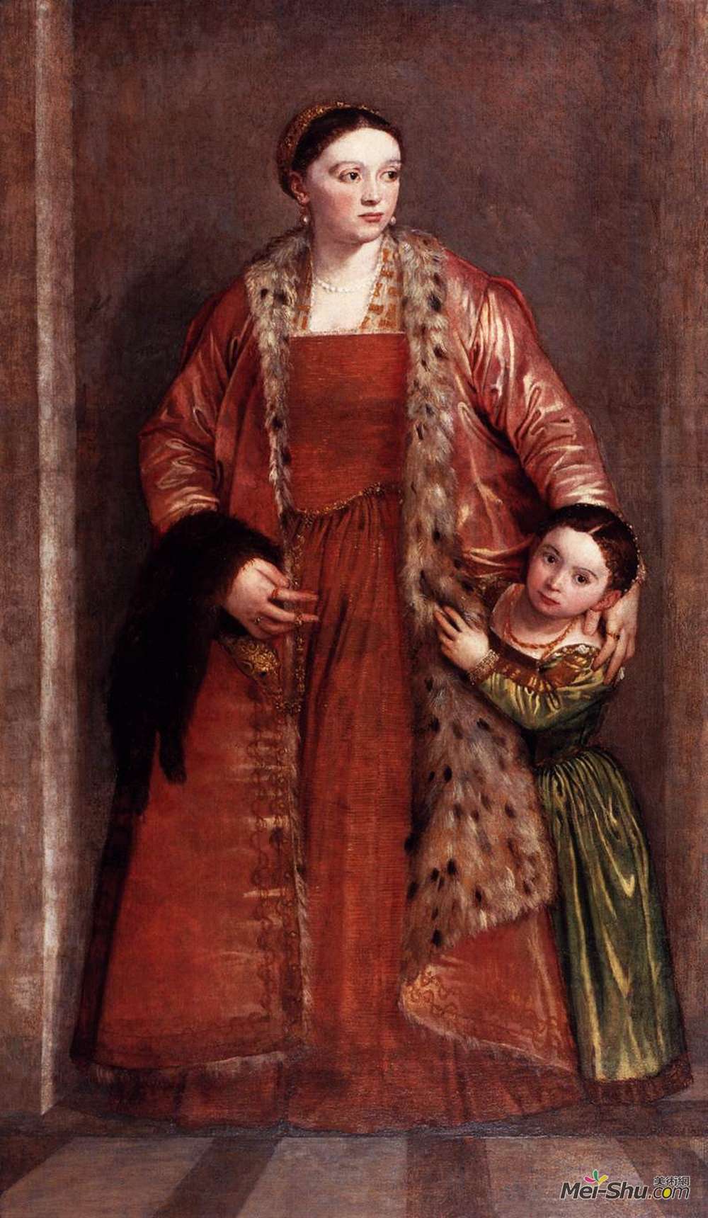 保罗·委罗内塞(Paolo Veronese)高清作品《Livia da Porto Thiene and her Daughter Porzia》