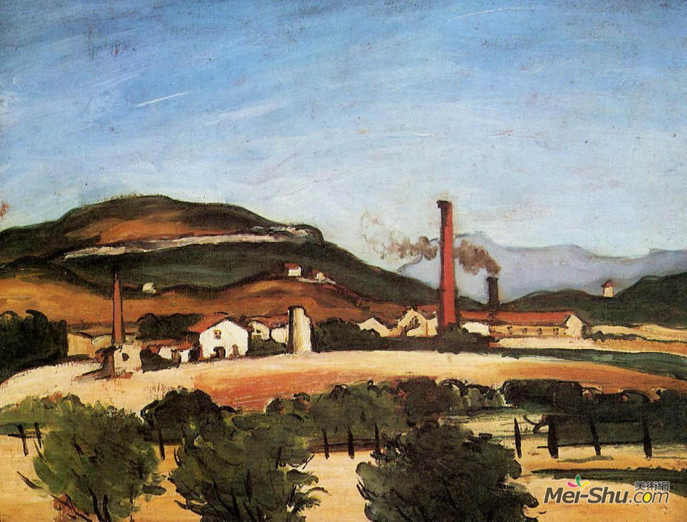 保罗·塞尚(Paul Cezanne)高清作品《昆格尔附近的工厂》