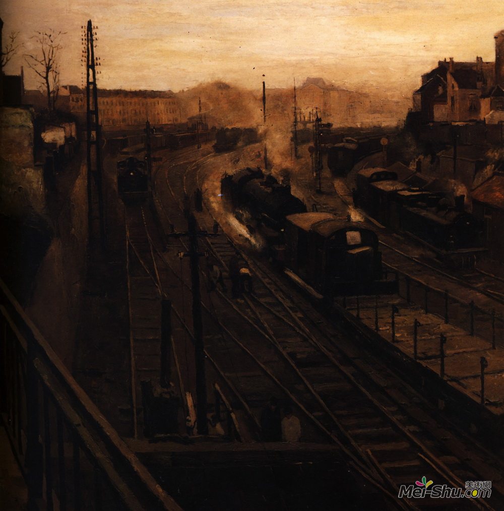 保罗·德尔沃(Paul Delvaux)高清作品《对于布鲁塞尔卢森堡站》