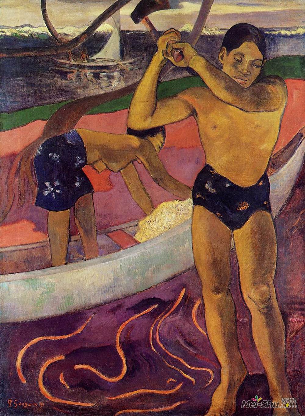 保罗·高更(Paul Gauguin)高清作品《有斧头的人》
