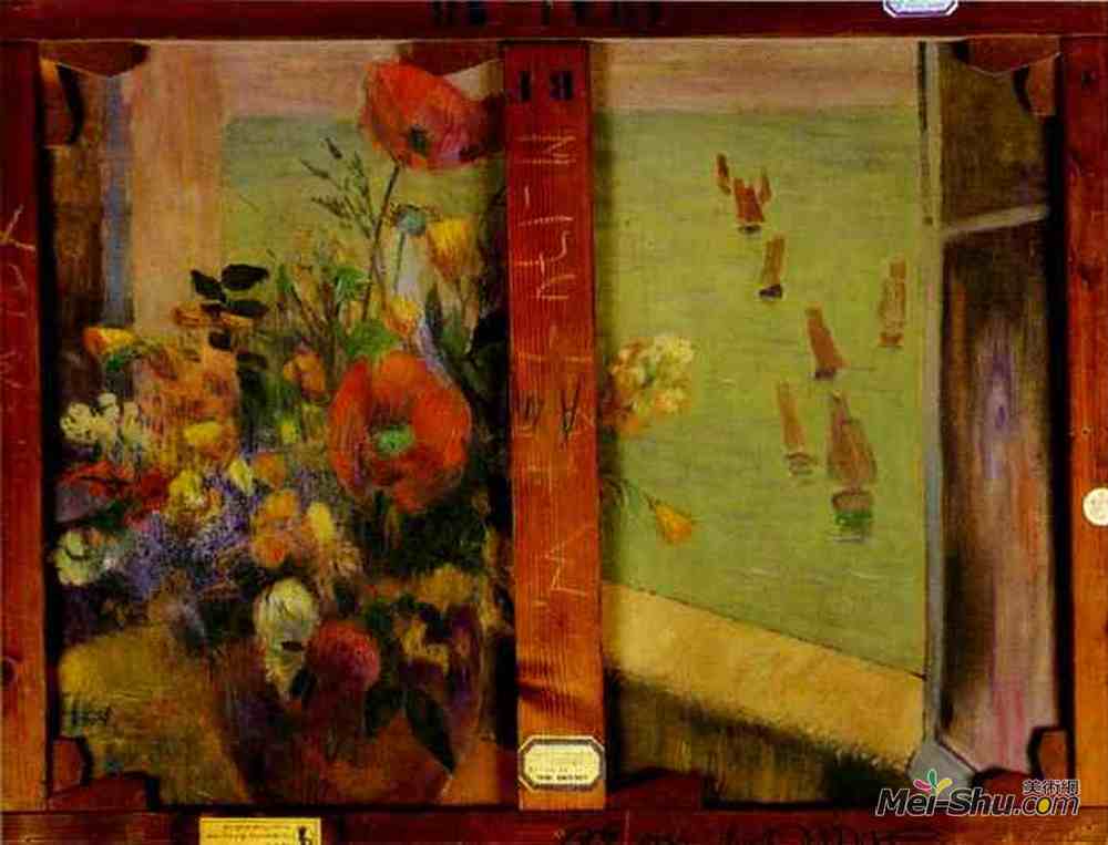 保罗·高更(Paul Gauguin)高清作品《带窗户的花束向海开放（逆向》