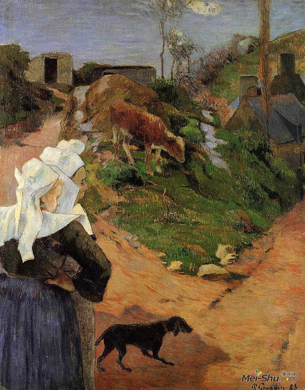 保罗·高更(Paul Gauguin)高清作品《拐弯抹角的布雷顿妇女》