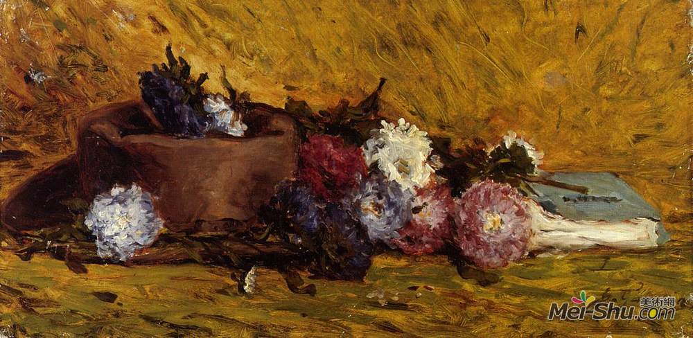 保罗·高更(Paul Gauguin)高清作品《中国紫苑、帽子和书》