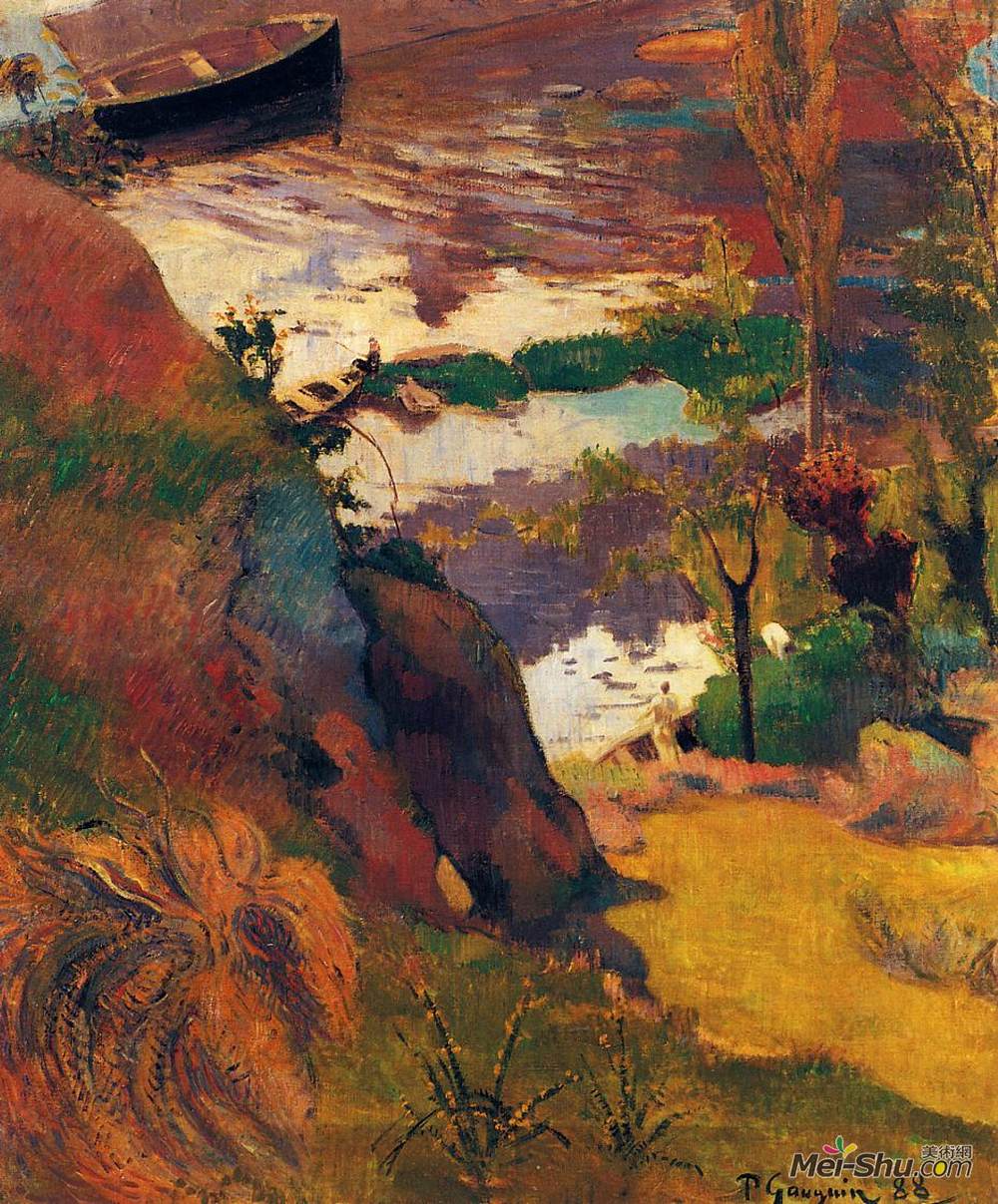 保罗·高更(Paul Gauguin)高清作品《渔民和艾文的游泳者》